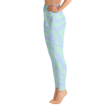 Women's Tropical Print Retro Kelp Yoga Leggings by Tropical Seas Clothing