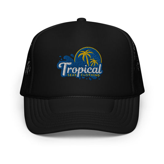 Tropical Tides Foam Trucker Hat: Ride the Waves of Fashion! by Tropical Seas Clothing