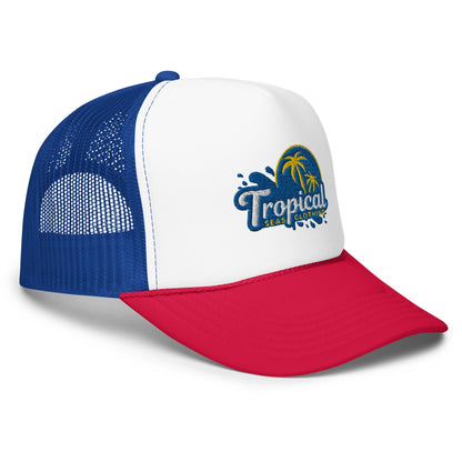 Tropical Tides Foam Trucker Hat: Ride the Waves of Fashion! by Tropical Seas Clothing