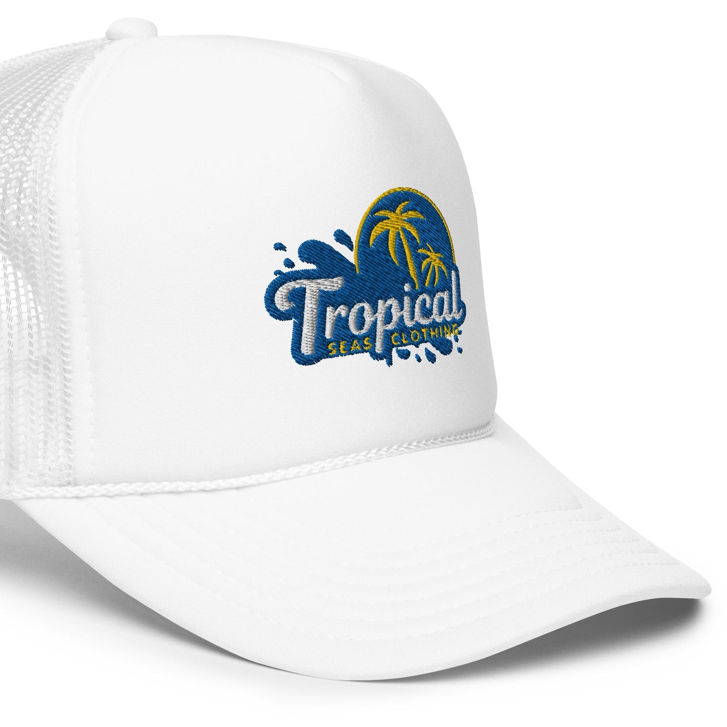 Tropical Tides Foam Trucker Hat: Ride the Waves of Fashion! by Tropical Seas Clothing