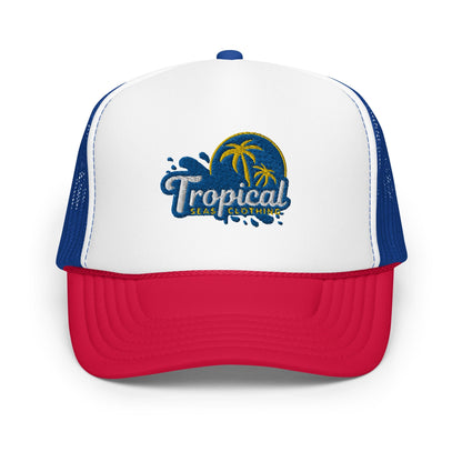 Tropical Tides Foam Trucker Hat: Ride the Waves of Fashion! by Tropical Seas Clothing