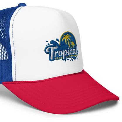 Tropical Tides Foam Trucker Hat: Ride the Waves of Fashion! by Tropical Seas Clothing