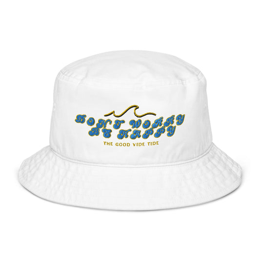 Organic Don't Worry, Be Happy Bucket Hat by Tropical Seas Clothing