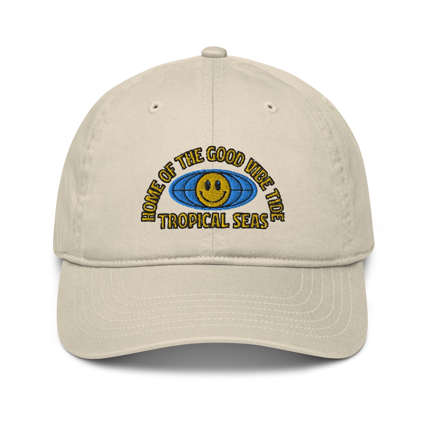 World Wide Good Vibes Organic dad hat by Tropical Seas Clothing