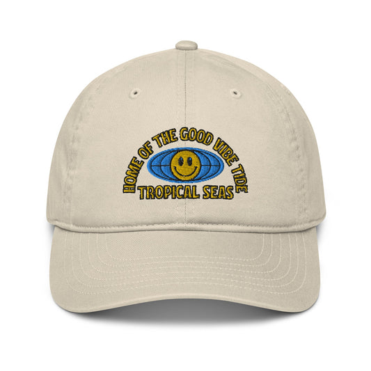 World Wide Good Vibes Organic dad hat by Tropical Seas Clothing