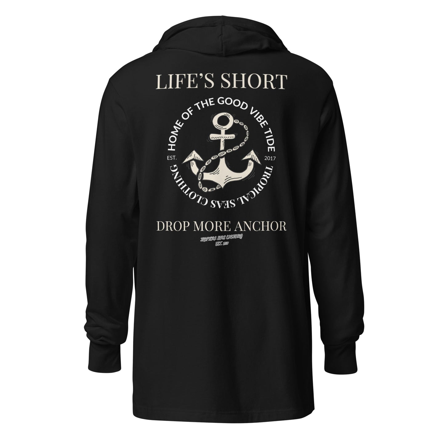 Unisex Drop More Anchor Hooded Long-Sleeve Tee by Tropical Seas Clothing