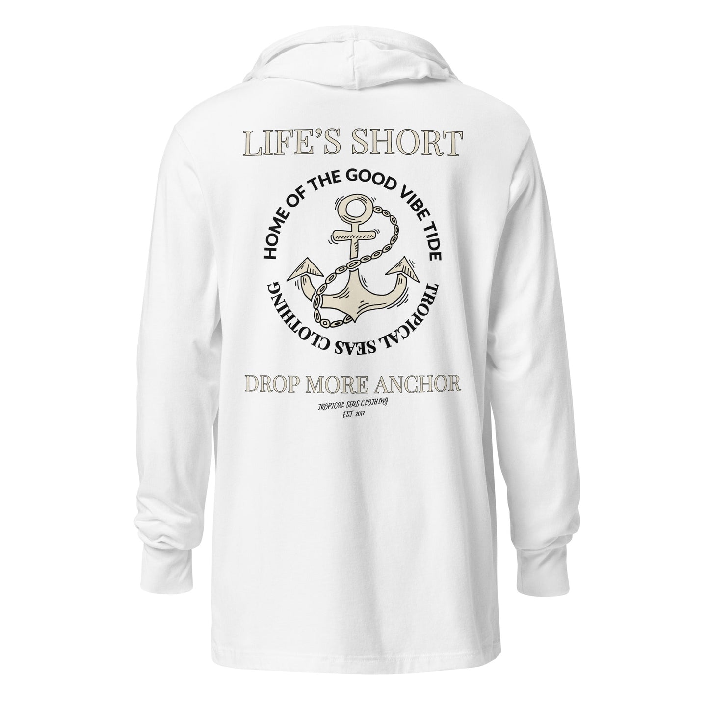 Unisex Drop More Anchor Hooded Long-Sleeve Tee by Tropical Seas Clothing