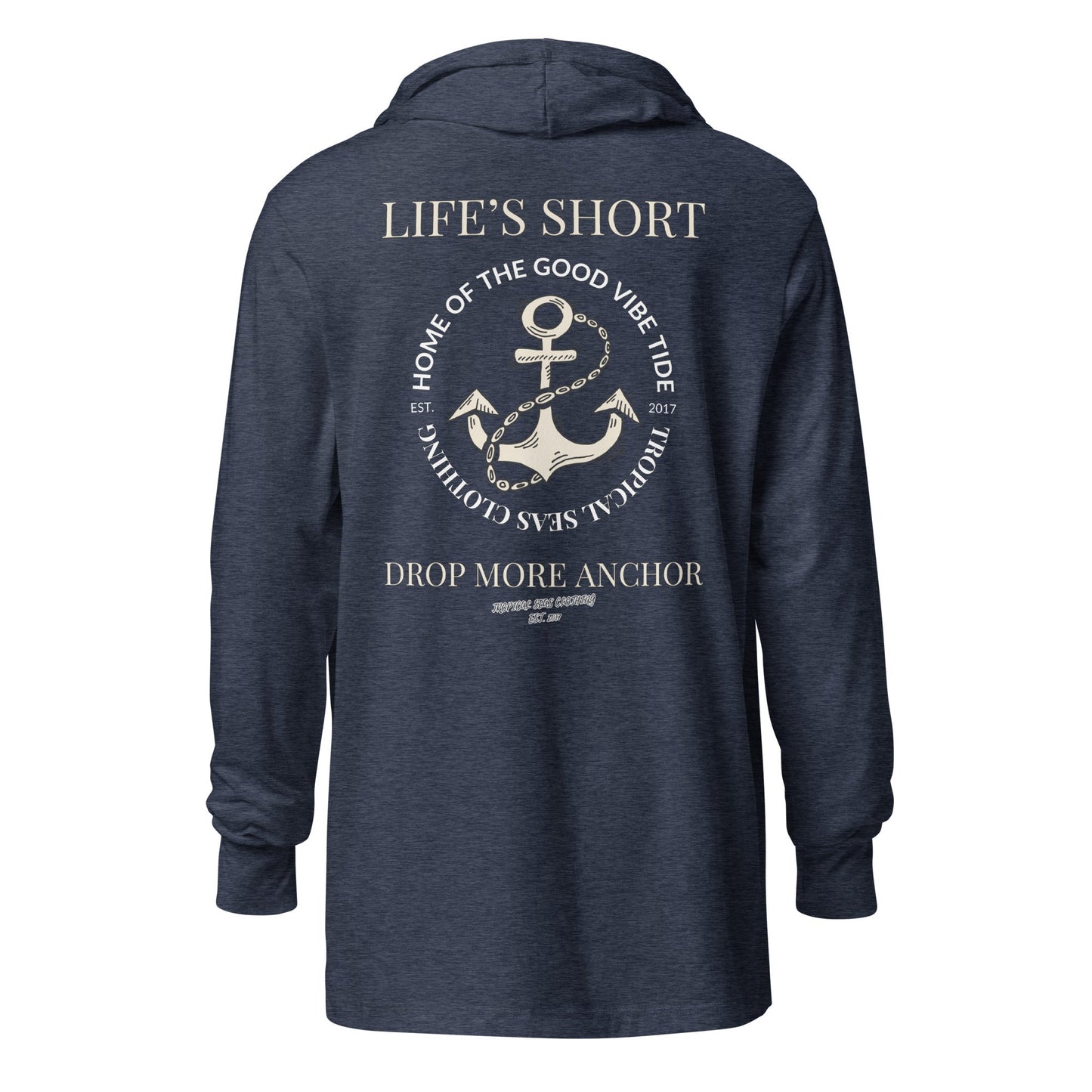 Unisex Drop More Anchor Hooded Long-Sleeve Tee by Tropical Seas Clothing