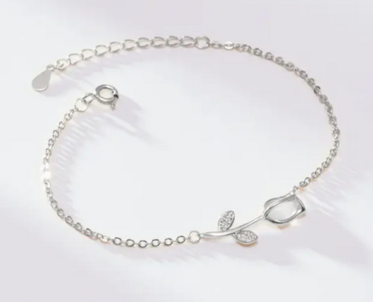 Opal Tulip Flower Ankle Bracelet Anklet in Sterling Silver by Fashion Hut Jewelry