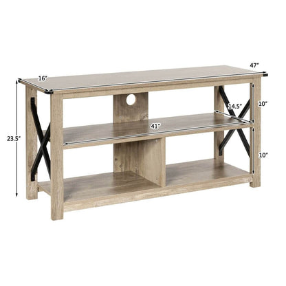 TV Stand Modern Farmhouse with Open Shelves for TV's up to 55" by Plugsus Home Furniture