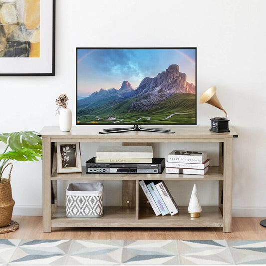 TV Stand Modern Farmhouse with Open Shelves for TV's up to 55" by Plugsus Home Furniture