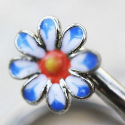 316L Stainless Steel Daisy Flower Twist Navel Jewelry by Fashion Hut Jewelry