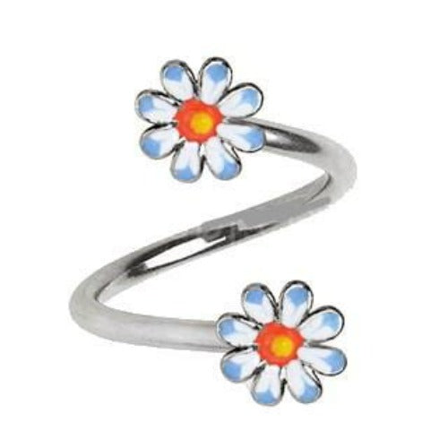 316L Stainless Steel Daisy Flower Twist Navel Jewelry by Fashion Hut Jewelry