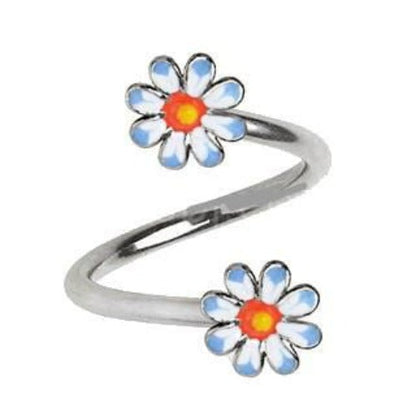 316L Stainless Steel Daisy Flower Twist Navel Jewelry by Fashion Hut Jewelry