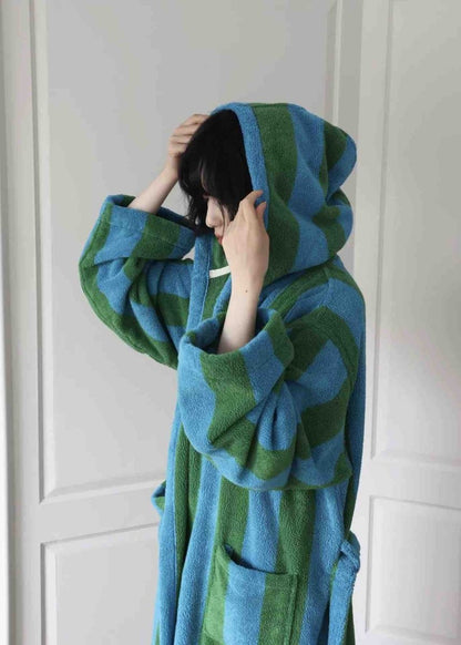 Ultra Soft Retro Whimsical Stripe Bath Robe - 100% Organic Long-stapled Cotton by INSPECIAL HOME