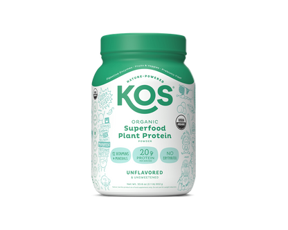 KOS Organic Plant Protein, Unflavored & Unsweetened, 28 Servings by KOS.com