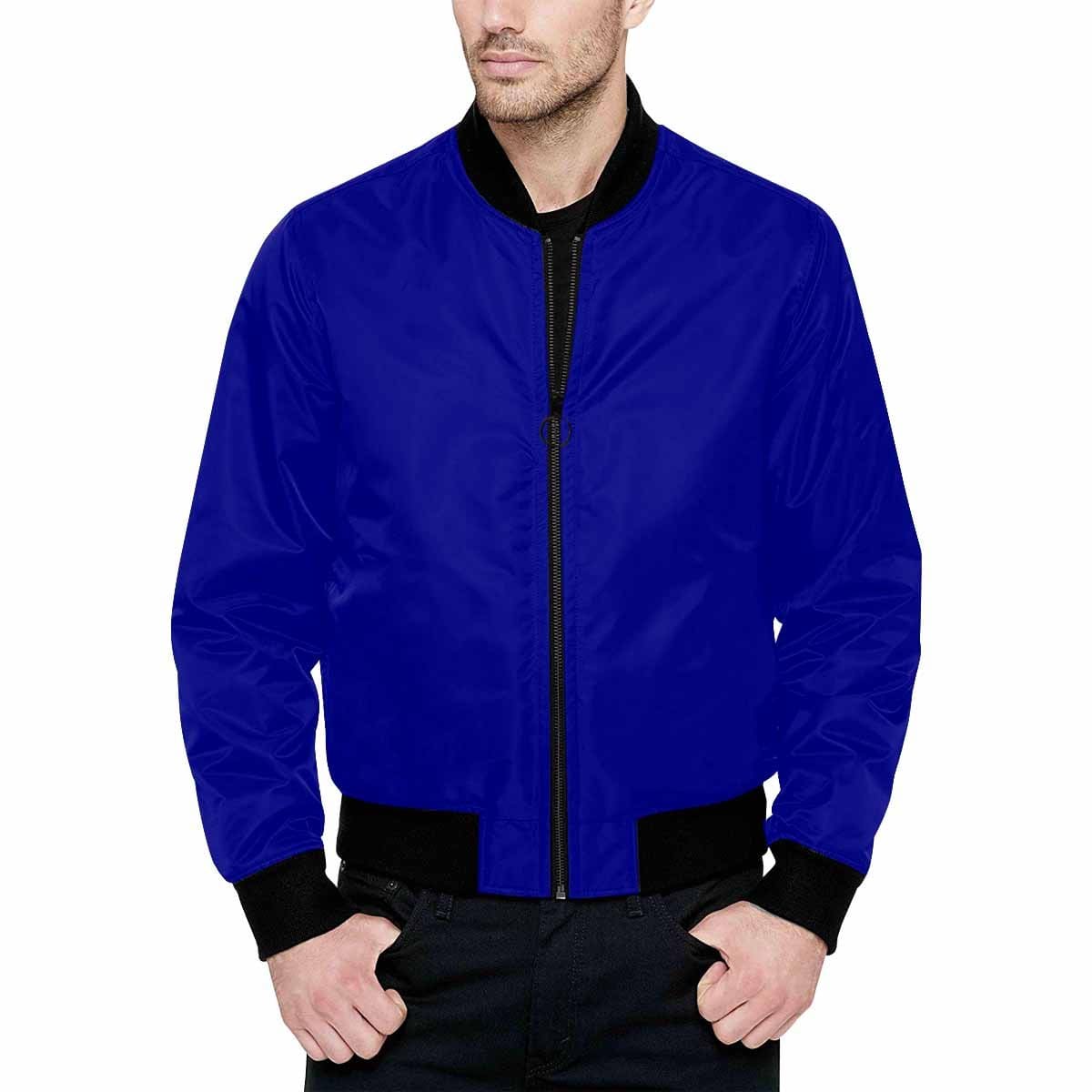 Mens Jacket, Dark Blue and Black Bomber Jacket by inQue.Style