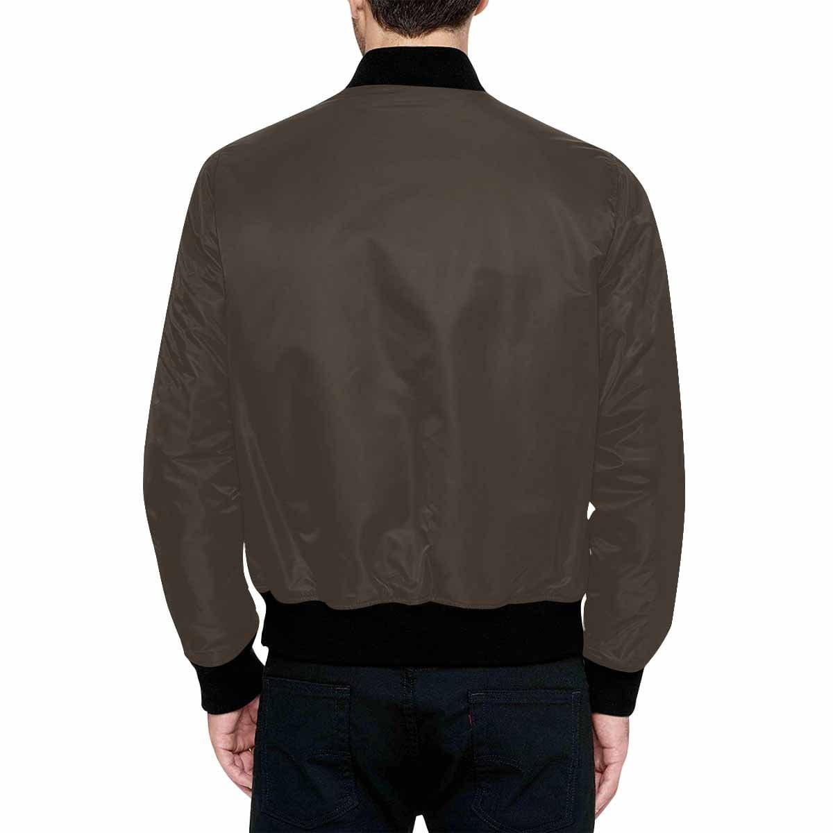 Mens Jacket, Dark Taupe Brown and Black Bomber Jacket by inQue.Style