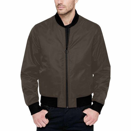 Mens Jacket, Dark Taupe Brown and Black Bomber Jacket by inQue.Style