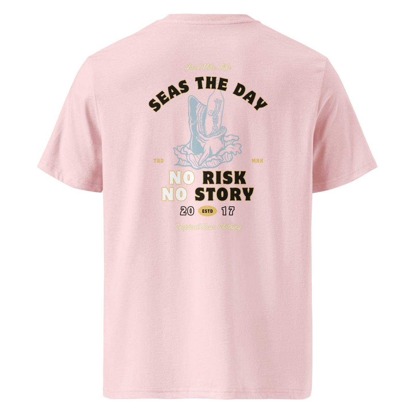 No Risk No Story Seas the Day - Shark Organic Cotton T-Shirt by Tropical Seas Clothing