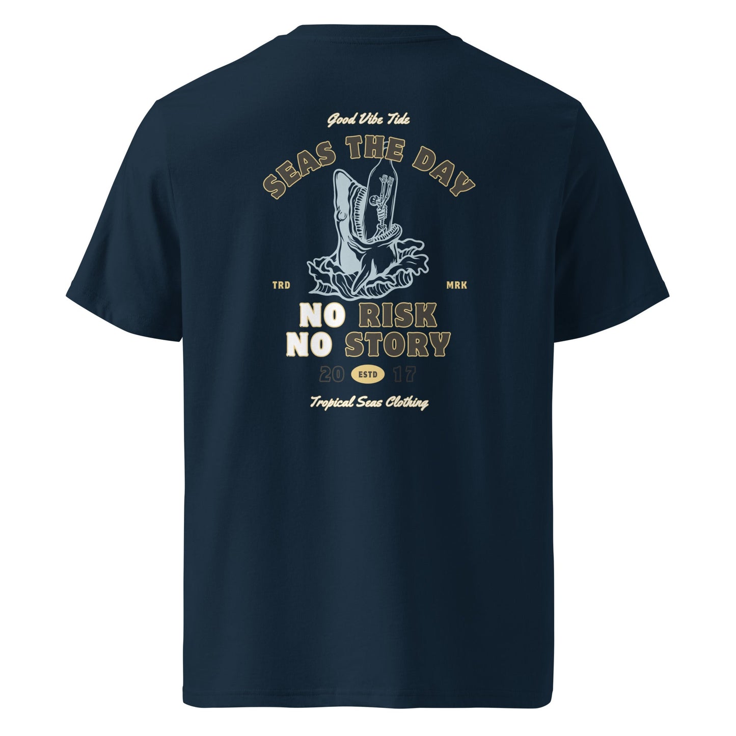 No Risk No Story Seas the Day - Shark Organic Cotton T-Shirt by Tropical Seas Clothing