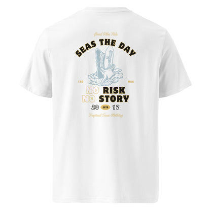 No Risk No Story Seas the Day - Shark Organic Cotton T-Shirt by Tropical Seas Clothing