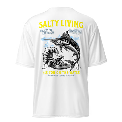 Salty Living Performance Fishing T-shirt by Tropical Seas Clothing