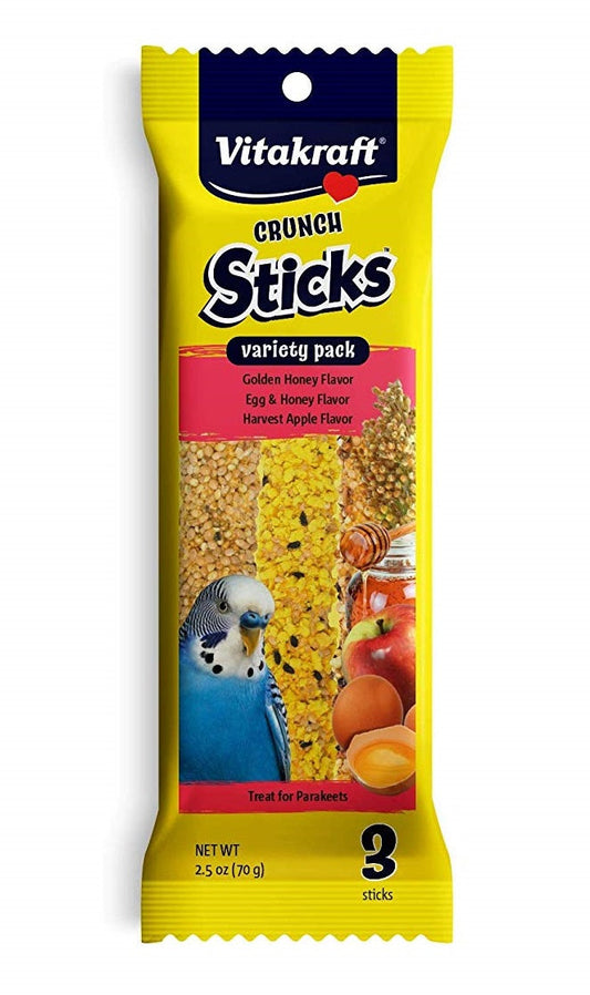 Vitakraft Parakeet Crunch Sticks Variety Pack - Triple Baked Healthy Treats by Dog Hugs Cat