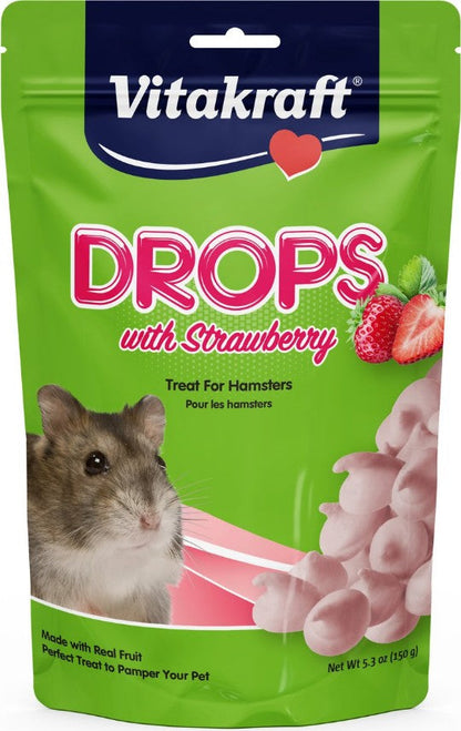 Vitakraft Drops with Strawberry for Hamsters - Creamy Treat with Real Milk & Strawberries, Made in Germany by Dog Hugs Cat