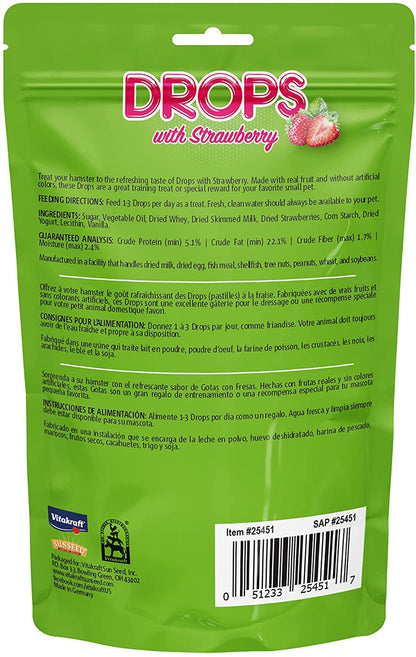 Vitakraft Drops with Strawberry for Hamsters - Creamy Treat with Real Milk & Strawberries, Made in Germany by Dog Hugs Cat