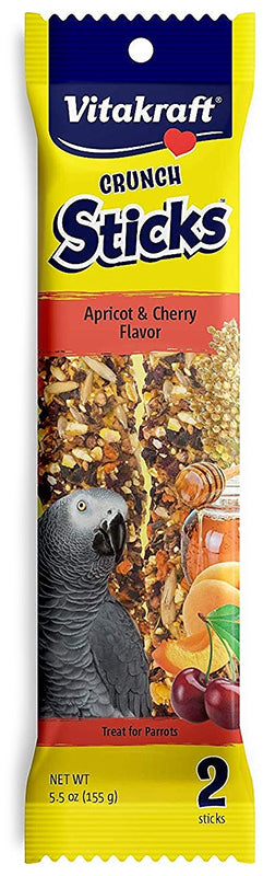 Vitakraft Crunch Sticks: Apricot & Cherry Parrot Treats by Dog Hugs Cat