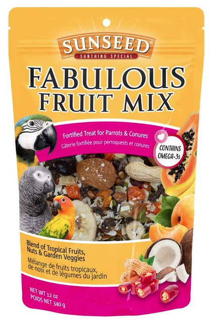 Sunseed Fabulous Fruit Mix Fortified Treat for Parrots and Conures by Dog Hugs Cat