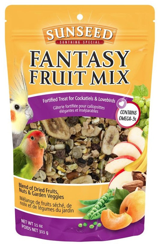 Sunseed Fantasy Fruit Mix for Cockatiels and Lovebirds - Nutritious Fruit, Nut, and Veggie Treat by Dog Hugs Cat