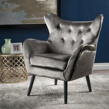 Velvet Tufted Wingback Armchair by Plugsus Home Furniture