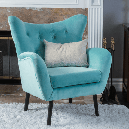 Velvet Tufted Wingback Armchair by Plugsus Home Furniture