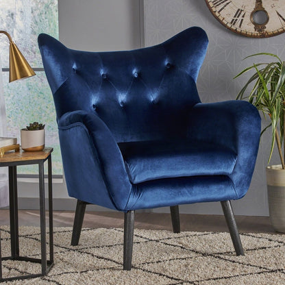 Velvet Tufted Wingback Armchair by Plugsus Home Furniture