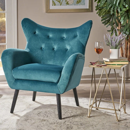 Velvet Tufted Wingback Armchair by Plugsus Home Furniture