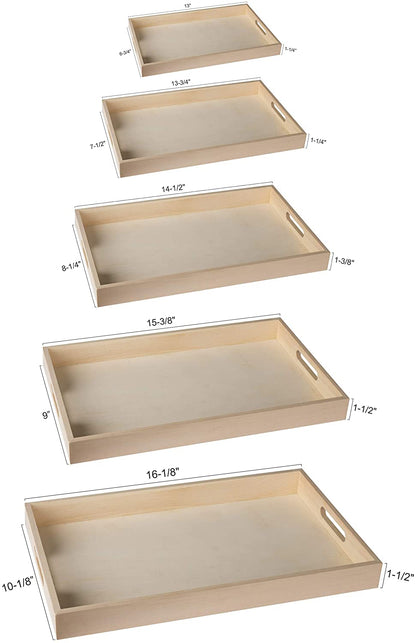 Wooden Nested Serving Trays 10 Piece Rectangular by Hammont