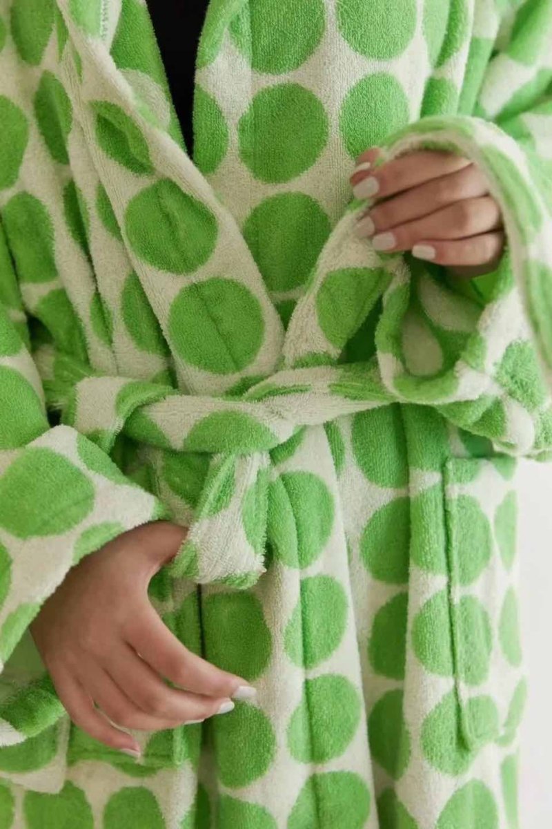 Whimsical Polka Dot Hooded Bath Robe - 100% Organic Long-stapled Cotton by INSPECIAL HOME