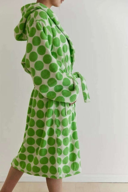 Whimsical Polka Dot Hooded Bath Robe - 100% Organic Long-stapled Cotton by INSPECIAL HOME