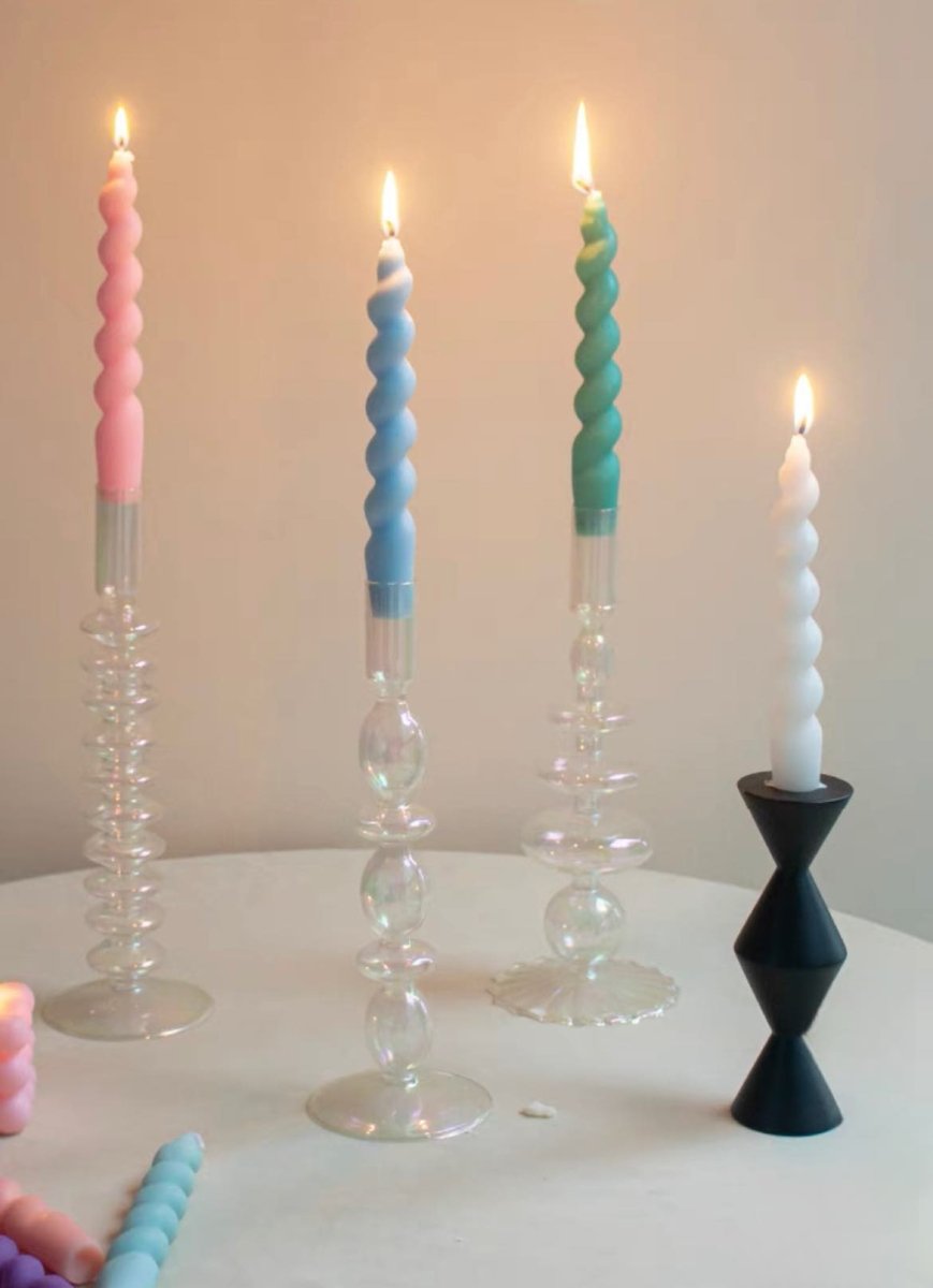 Whimsical Twisty Soy Wax Decorative Candles Set Of 7 Pcs ( $6.1 Each ) by INSPECIAL HOME