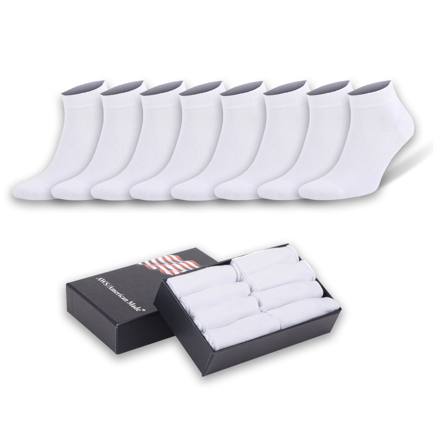 Men's Bamboo Low Cut Ankle Socks Odor Free Breathable 8 Pairs with Gift Box by Mars Outlet Store LLC