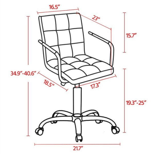 White Desk Chair Height Adjustable PU Leather Stylish by Plugsus Home Furniture