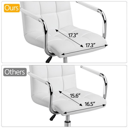 White Desk Chair Height Adjustable PU Leather Stylish by Plugsus Home Furniture