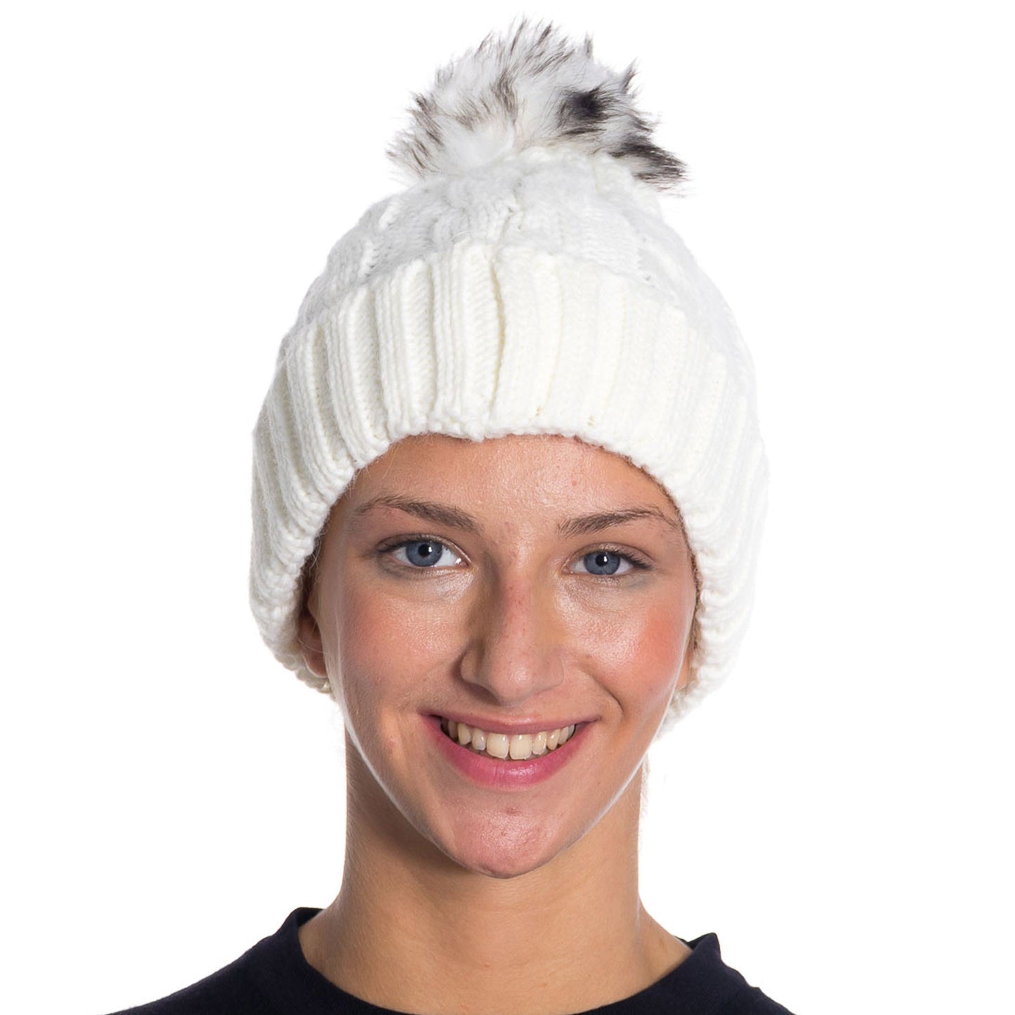 1 Pack - Winter Knitted Slouch Beanie Hat with Pom Pom for Women Winter Hat Beanie by Mars Outlet Store LLC