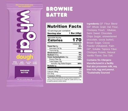 Whoa Dough Brownie Batter Bars - 10 x 1.6oz by Farm2Me