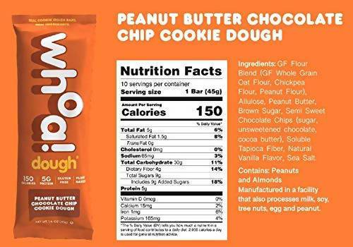 Whoa Dough Peanut Butter Chocolate Chip Cookie Dough Bars - 10 x 1.6oz by Farm2Me