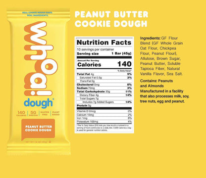 Whoa Dough Peanut Butter Cookie Dough Bars - 10 x 1.6oz by Farm2Me