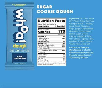 Whoa Dough Sugar Cookie Dough Bar - 10 x 1.6oz by Farm2Me