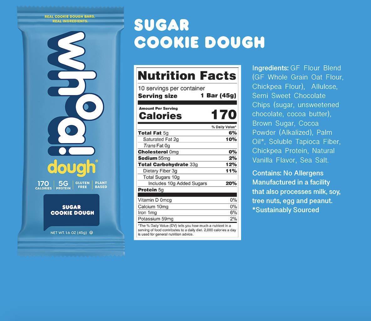 Whoa Dough Sugar Cookie Dough Bar - 100 x 1.6oz by Farm2Me